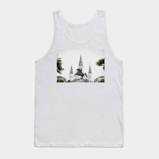 Andrew Jackson Statue and St Louis Cathedral New Orleans Tank Top